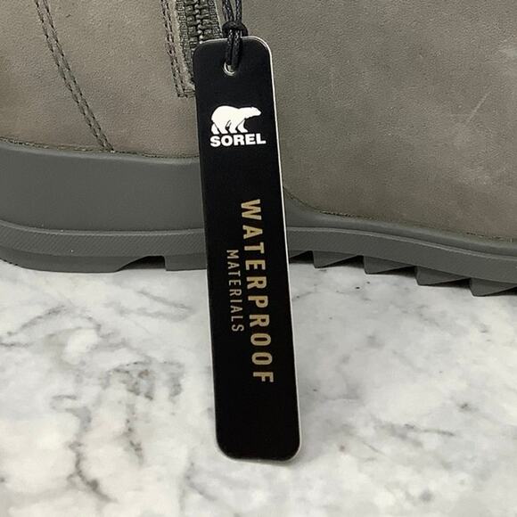 Sorel Size 8.5 Quarry/Sea Salt Evie Zip Leather Wedge Bootie Waterproof P24-13 - Picture 8 of 10